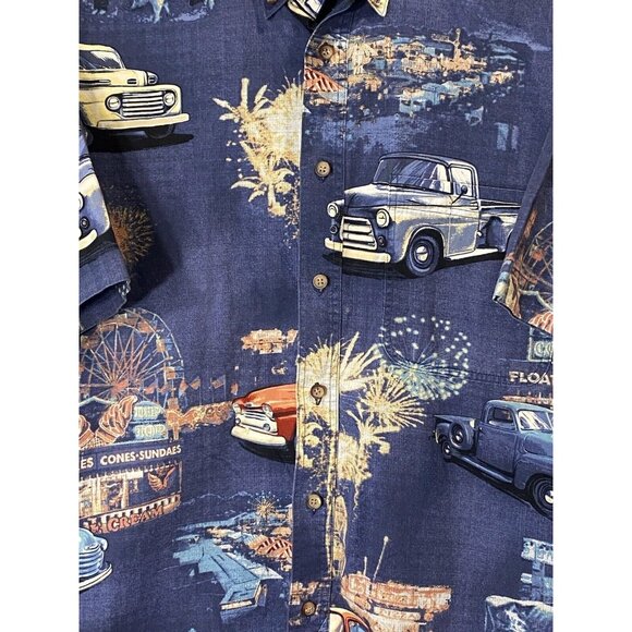 Bit & Bridle Vintage Classic Pick Up Trucks Print Button Up Shirt Mens Size L - Picture 2 of 12